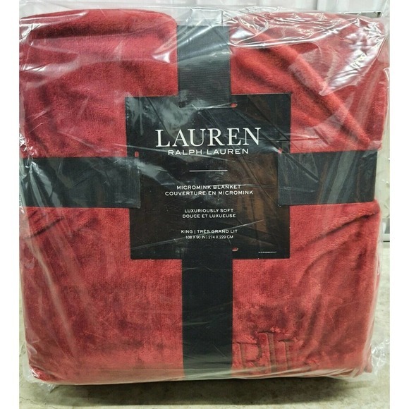 NEW Ralph Lauren Classic Micromink Blanket Valentine Red SOFT King Size 108"x90" - Picture 2 of 6
